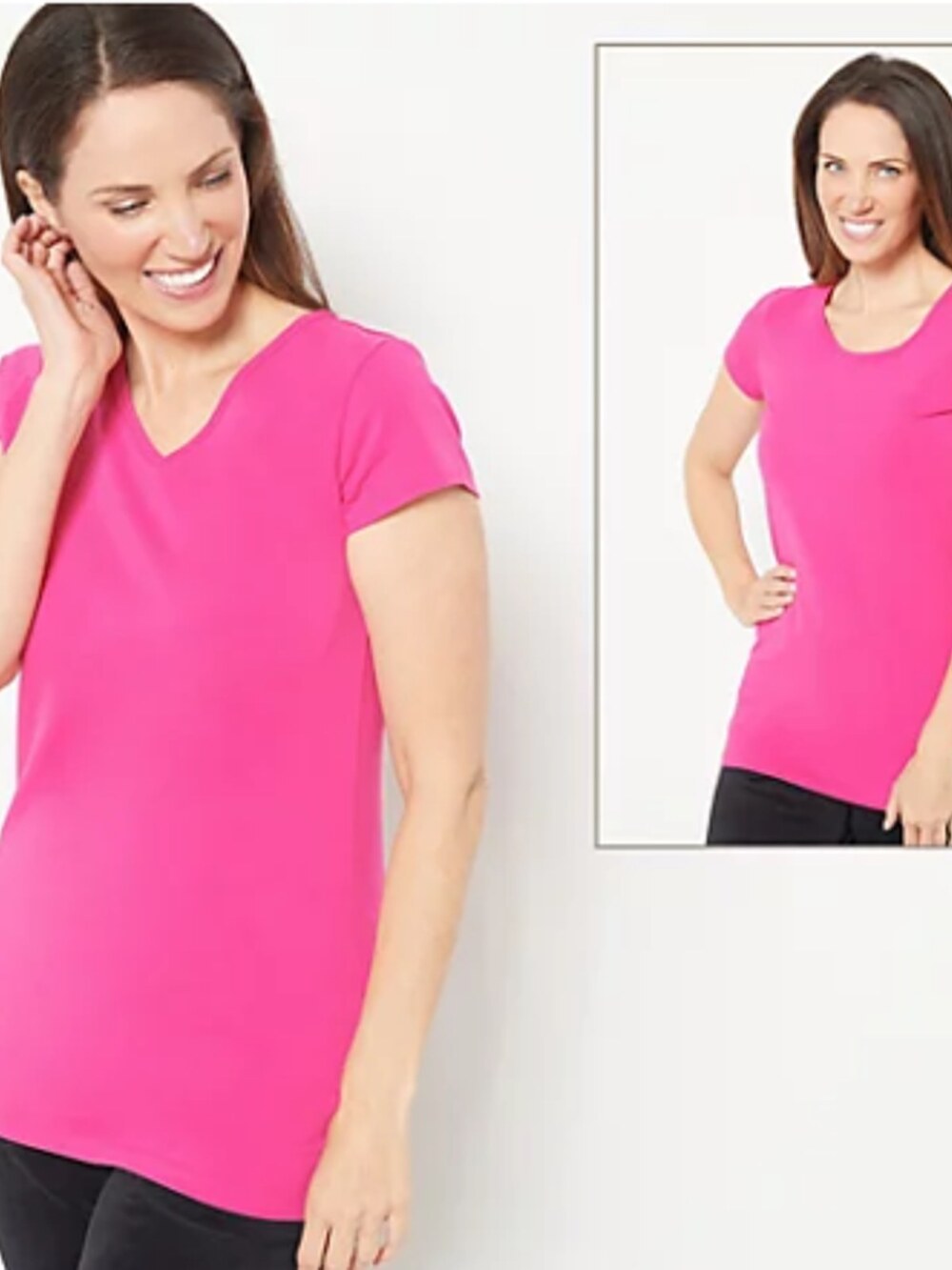 Attitudes by Renee Cotton Reversible Women'sT-Shirt (Lipstick Pink Medium